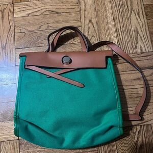 Brand new Green canvas tote crossbody handbag